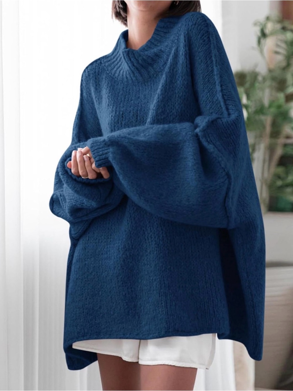 Oversized Navy Blue Cozy Knit Sweater